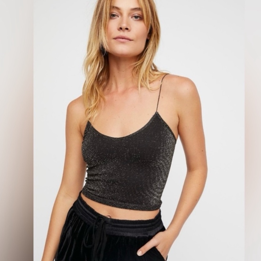 NWOT Free People Intimately Lurex Metallic Gold Cami
